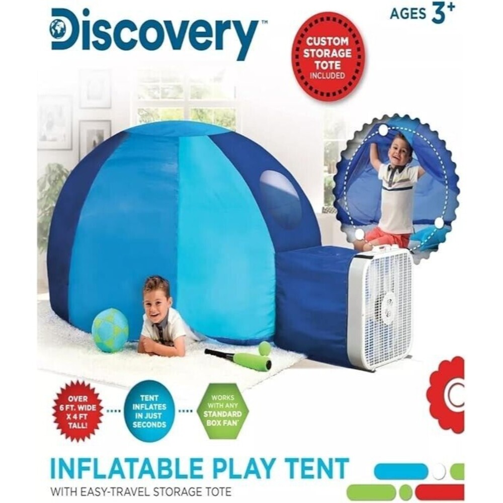 Discovery Kids Inflatable Play Tent, w/Easy Travel Storage Tote NEW In Box